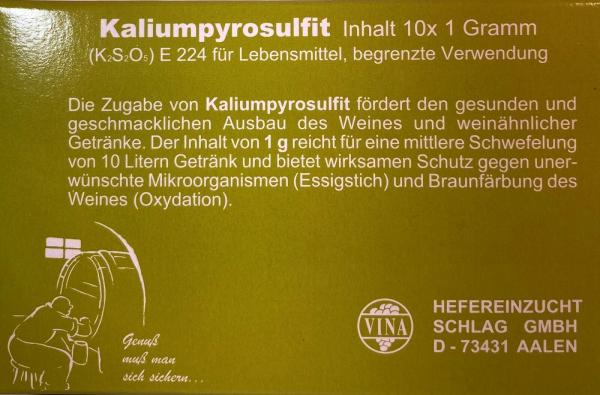 Vina Kaliumpyrosulfit E224 10 x 1gr.- Schwefelpulver - Kaliumdisulfit
